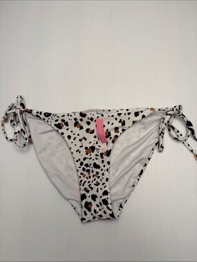 Victoria’s Secret Leopard Print Tie-Side Bikini Bottoms - White, Black & Brown
